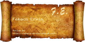Fekecs Ervin névjegykártya